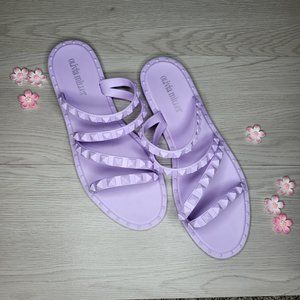 NWOT Olivia Miller Pastel Purple Studded Jelly Flat Sandals